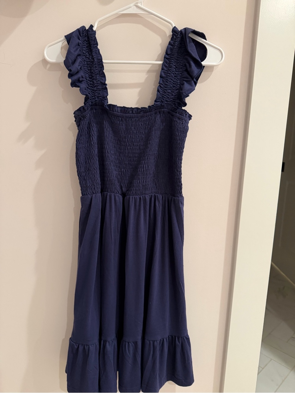 Navy Ruffle Strap Teen Dress